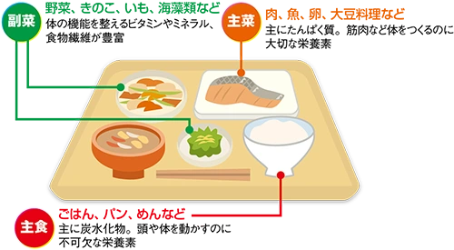 イラスト：栄養バランスのよい食事