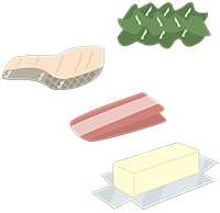 イラスト：コレステロールと食品