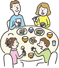 イラスト：家族で食事