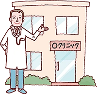 イラスト：病院と医師
