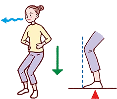 イラスト：息を吐きながらお尻を下げる